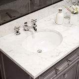 Water Creation Derby 48 In. Carrara White Marble Countertop with Chrome Pulls and Knobs Vanity Derby48In