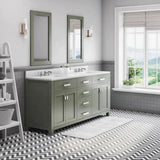 Water Creation Madison 72 In. Double Sink Carrara White Marble Countertop Vanity Madison72In_GlacialGreen