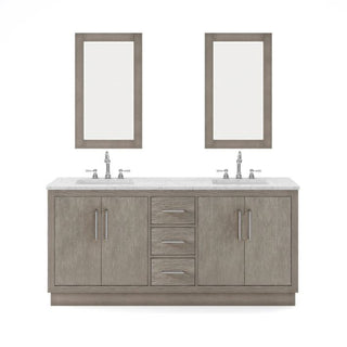 Water Creation Hugo 72 In. Carrara White Marble Countertop with Chrome Pulls and Knobs Vanity Hugo72InCPK