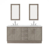 Water Creation Hugo 72 In. Carrara White Marble Countertop with Chrome Pulls and Knobs Vanity Hugo72InCPK