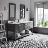 Water Creation Madalyn 72 In. Carrara White Marble Countertop with Chrome Pulls and Knobs Vanity Madalyn72In