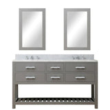 Water Creation Madalyn 60 In. Carrara White Marble Countertop with Chrome Pulls and Knobs Vanity Madalyn60In