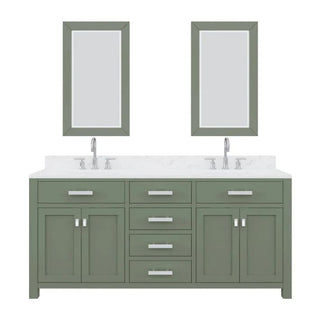 Water Creation Madison 72 In. Double Sink Carrara White Marble Countertop Vanity Madison72In_GlacialGreen