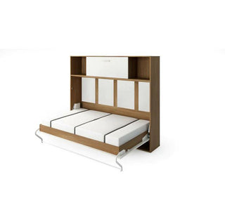 Maxima House Invento Horizontal Wall Bed, Full XL Size with a Cabinet on top IN140H-13OW