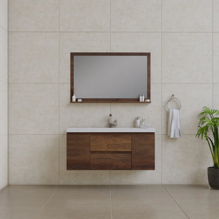 Alya Bath Paterno 48" Modern Wall Mounted Bathroom Vanity, Rosewood AB-MOF48-RW