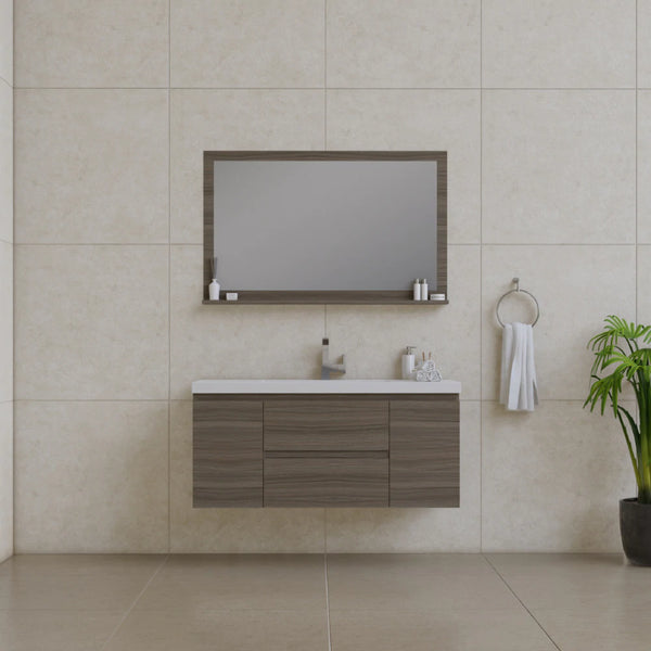 Alya Bath Paterno 48" Modern Wall Mounted Bathroom Vanity, Gray AB-MOF48-G