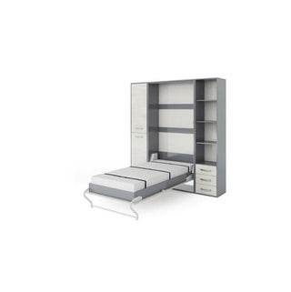 Maxima House Invento Vertical Wall Bed, European Full Size with 2 Cabinets IN120V-08/09GW