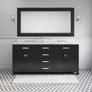 Water Creation Madison 72 In. Carrara White Marble Countertop with Chrome Pulls and Knobs Vanity Madison72In_CPK_Espresso