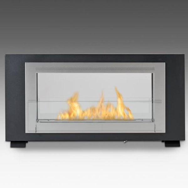 Eco-Feu Montreal 42" 2-Sided Free Standing / Built-In Ethanol Fireplace Matte Black with Black Molding WS-00131-MB