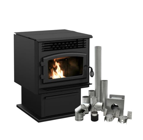 Drolet Eco-55 Pellet Stove with 3" Ground Floor Kit DP00070KVG