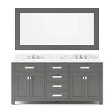 Water Creation Madison 72 In. Double Sink Carrara White Marble Countertop Vanity Madison72In_CashmereGrey