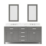 Water Creation Madison 72 In. Double Sink Carrara White Marble Countertop Vanity Madison72In_CashmereGrey