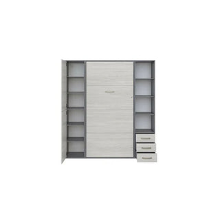 Maxima House Invento Vertical Wall Bed, European Full Size with 2 Cabinets IN120V-08/09GW