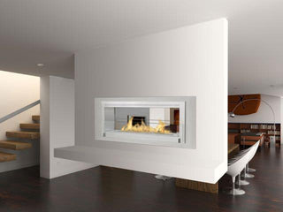 Eco-Feu Santa Cruz 2-Sided 63" Built-In / Free Standing See-Through Ethanol Fireplace Stainless Steel WS-00081-SS