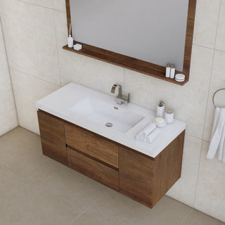 Alya Bath Paterno 48" Modern Wall Mounted Bathroom Vanity, Rosewood AB-MOF48-RW