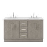 Water Creation Hugo 60 In. Carrara White Marble Countertop with Chrome Pulls and Knobs Vanity Hugo60InCPK