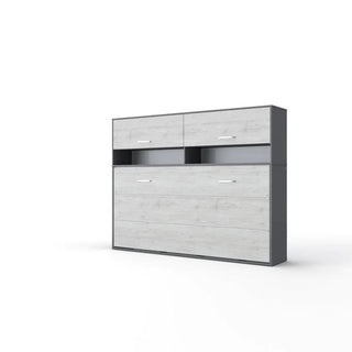 Maxima House Invento Horizontal Wall Bed, European Full Size with a Cabinet on top IN120H-11GW