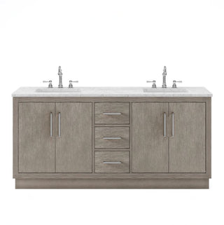 Water Creation Hugo 72 In. Carrara White Marble Countertop with Chrome Pulls and Knobs Vanity Hugo72InCPK