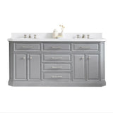 Water Creation Palace 72 In. Quartz Countertop with Polished Nickel (PVD) Pulls and Knobs Vanity Palace72In