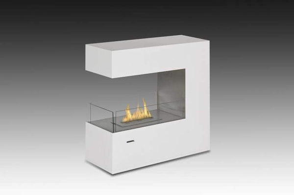 Eco-Feu Paramount 3-Sided Free Standing / Built-In Ethanol Fireplace Gloss White FS-00082-SW