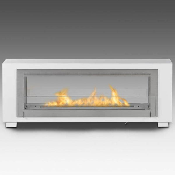 Eco-Feu Santa Cruz 2-Sided 63" Built-In / Free Standing See-Through Ethanol Fireplace Gloss White WS-00080-SW