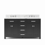 Water Creation Madison 60 In. Carrara White Marble Countertop with Chrome Pulls and Knobs Vanity Madison60In_Espresso