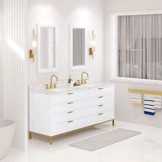 Water Creation Bristol 72 In. Double Sink Carrara White Marble Countertop Bath Vanity Bristol72In