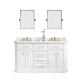 Water Creation Palace 60 In. Quartz Countertop with Polished Nickel (PVD) Pulls and Knobs Vanity Palace60In_SatinGold