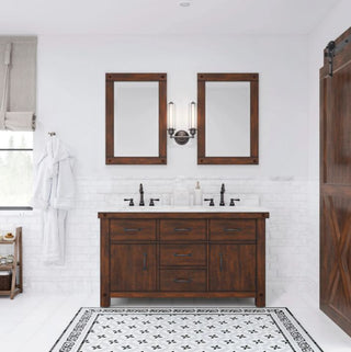 Water Creation Aberdeen 60 In. Double Sink Carrara White Marble Countertop Vanity Aberdeen60In_RusticSienna