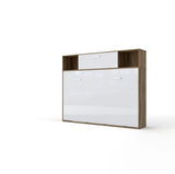 Maxima House Invento Horizontal Wall Bed, Full XL Size with a Cabinet on top IN140H-13OW