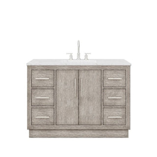 Water Creation Hugo 48 In. Carrara White Marble Countertop with Chrome Pulls and Knobs Hugo48InCPK