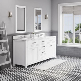 Water Creation Madison 72 In. Double Sink Carrara White Marble Countertop Vanity Madison72In_EPW