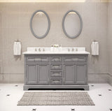 Water Creation Derby 48 In. Carrara White Marble Countertop with Chrome Pulls and Knobs Vanity Derby48In