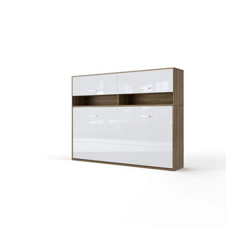 Maxima House Invento Horizontal Wall Bed, European Full Size with a Cabinet on top IN120H-11GW
