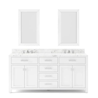 Water Creation Madison 72 In. Double Sink Carrara White Marble Countertop Vanity Madison72In_EPW