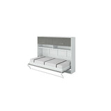 Maxima House Invento Horizontal Wall Bed, Full XL Size with a Cabinet on top IN140H-11GW