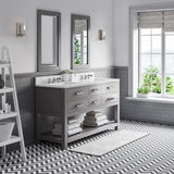 Water Creation Madalyn 60 In. Carrara White Marble Countertop with Chrome Pulls and Knobs Vanity Madalyn60In