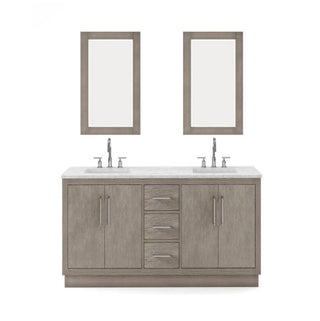 Water Creation Hugo 60 In. Carrara White Marble Countertop with Chrome Pulls and Knobs Vanity Hugo60InCPK
