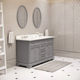 Water Creation Derby 48 In. Carrara White Marble Countertop with Chrome Pulls and Knobs Vanity Derby48In