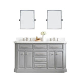 Water Creation Palace 60 In. Quartz Countertop with Polished Nickel (PVD) Pulls and Knobs Vanity Palace60In_PolishNickel