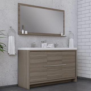 Alya Bath Sortino 60" Double Modern Bathroom Vanity, Gray AB-MD660D-G