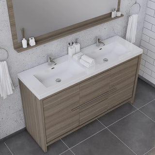 Alya Bath Sortino 60" Double Modern Bathroom Vanity, Gray AB-MD660D-G