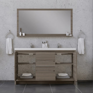 Alya Bath Sortino 60" Double Modern Bathroom Vanity, Gray AB-MD660D-G