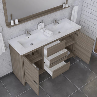 Alya Bath Sortino 60" Double Modern Bathroom Vanity, Gray AB-MD660D-G