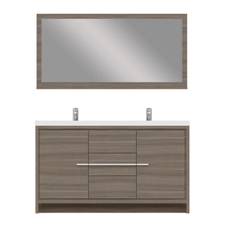 Alya Bath Sortino 60" Double Modern Bathroom Vanity, Gray AB-MD660D-G