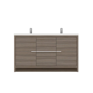 Alya Bath Sortino 60" Double Modern Bathroom Vanity, Gray AB-MD660D-G