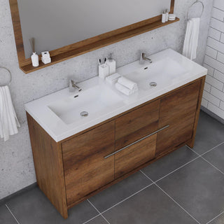 Alya Bath Sortino 60" Double Modern Bathroom Vanity, Rosewood AB-MD660D-RW