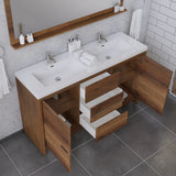 Alya Bath Sortino 60" Double Modern Bathroom Vanity, Rosewood AB-MD660D-RW