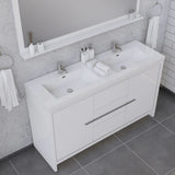 Alya Bath Sortino 60" Double Modern Bathroom Vanity, White AB-MD660D-W