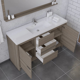 Alya Bath Sortino 60" Single Modern Bathroom Vanity, Gray AB-MD660S-G